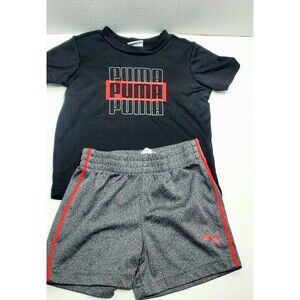 Infant Boys Black Grey Summer Outfit Set 6-9M Puma Style Athletic Sporty Baby